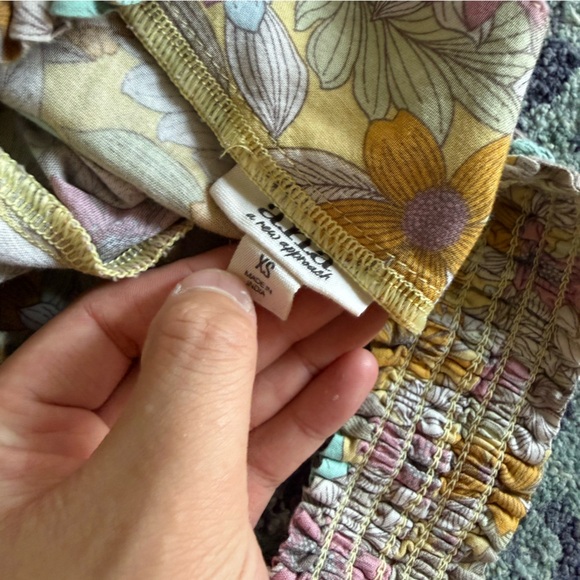 Summery Ana Y2K Boho Chic Groovy Floral Ruched Back Square Neck Tank Top Size XS - Picture 4 of 5